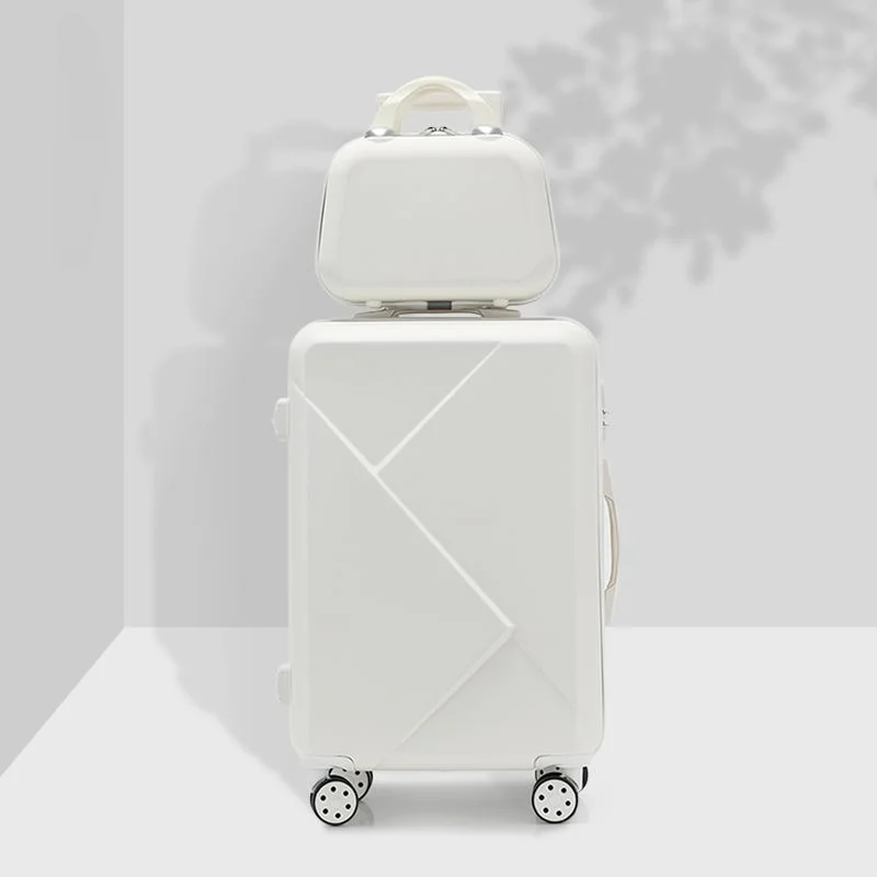 Ensemble de valise de voyage avec roue universelle pour femme, bagage à main sur chariot, boîte à nervures pour femme, boîte à mot de passe, 20 po, 24 po, 2 pièces