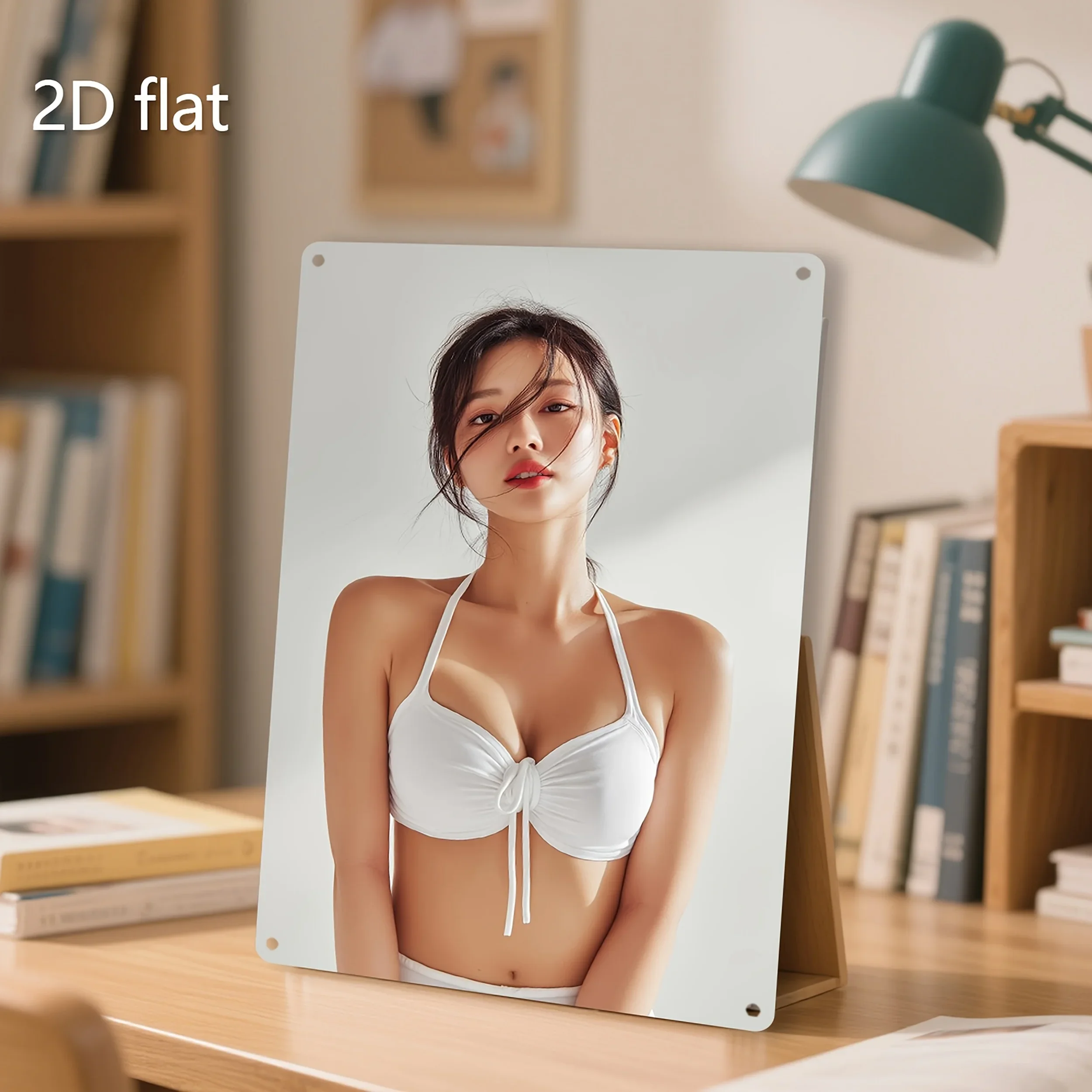 HD Tin Sign Beautiful Asian Girl in White Halter Bikini Top Vintage Metal Plaque Wall Art Decor for Bar Pub Man Cave Home Dec
