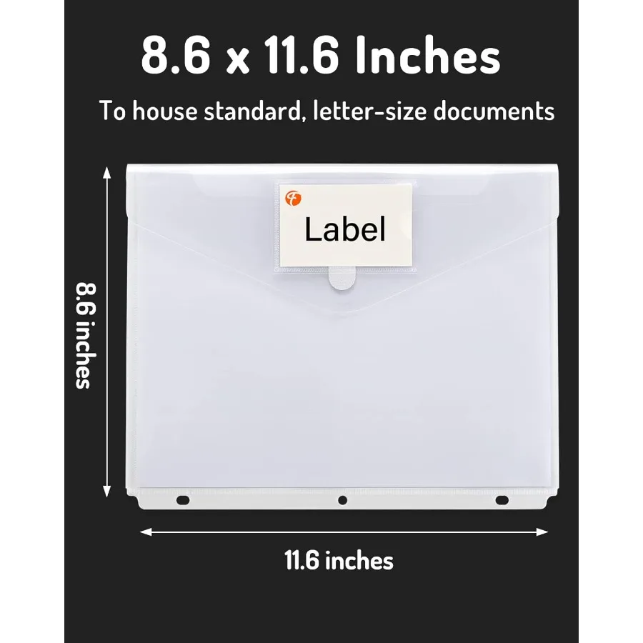 Binder Pocket 10 Pack Super Heavyweight Plastic Folde dengan Penutup Rapat Folde dengan Kantong Pengorganisir Binder Sisi Bukaan
