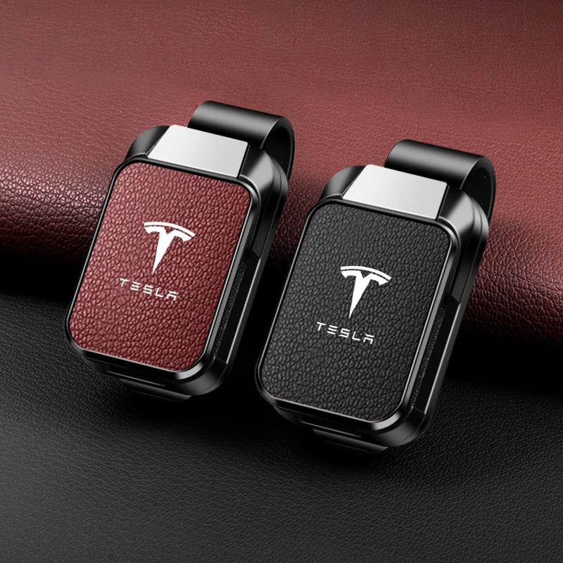 عالية الجودة جلد الماعز سيارة الشمس قناع نظارات كليب حامل النظارات الشمسية ل تسلا Model-X Model-Y Model-3 Model-S Cybertruck Roadster #1