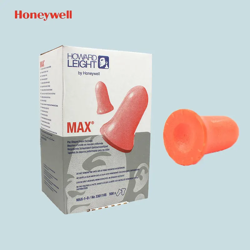 

500pcs Honeywell Pre-Shaped Foam Earplugs Max-1-D Oil Resistant Anti Fouling Soundproof Sound Insulation Noise Reduction Earplug