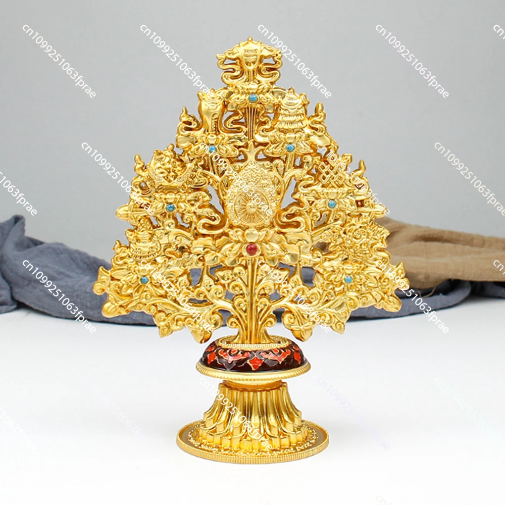 

1pc, Lucky Eight Treasures Tree Ornament, Tibetan auspicious home Decor, Gilded Eight Treasures Wealth Tree, Feng Shui ornaments