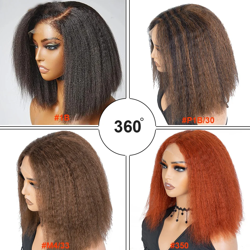 Kinky Straight Bob Lace Front Pruiken Pre Geplukt Transparante Zwitserse Kant Gebleekte Knopen Braziliaanse Krullend Menselijk Haar Bob Pruiken Voor