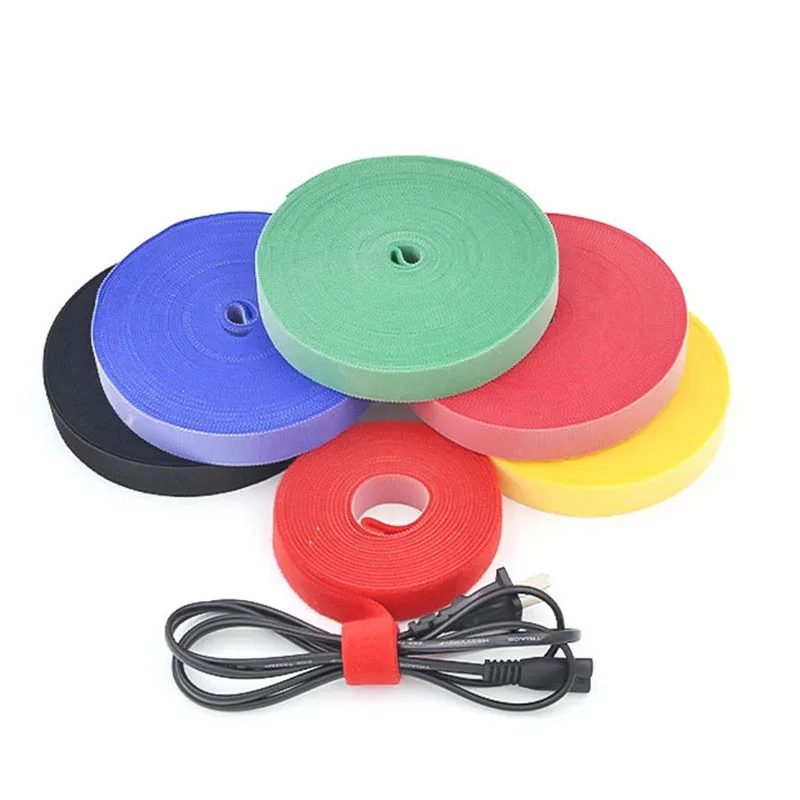 5 Meter/1/2Roll Nylon Cable Ties Power Wire Loop Tape Multifunction Nylon Straps Fastener Reusable