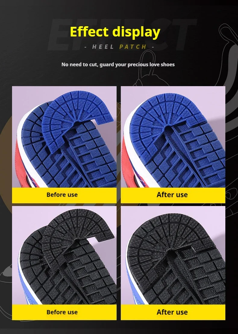 AJ1 Schuhsohlen-Reparaturzuschuss Rutschfeste, verschleißfeste, selbstklebende, dicke Schuhaufkleber, Fersenaufkleber für Sportschuhe, 2 Stück/4 Stück – Detail 6