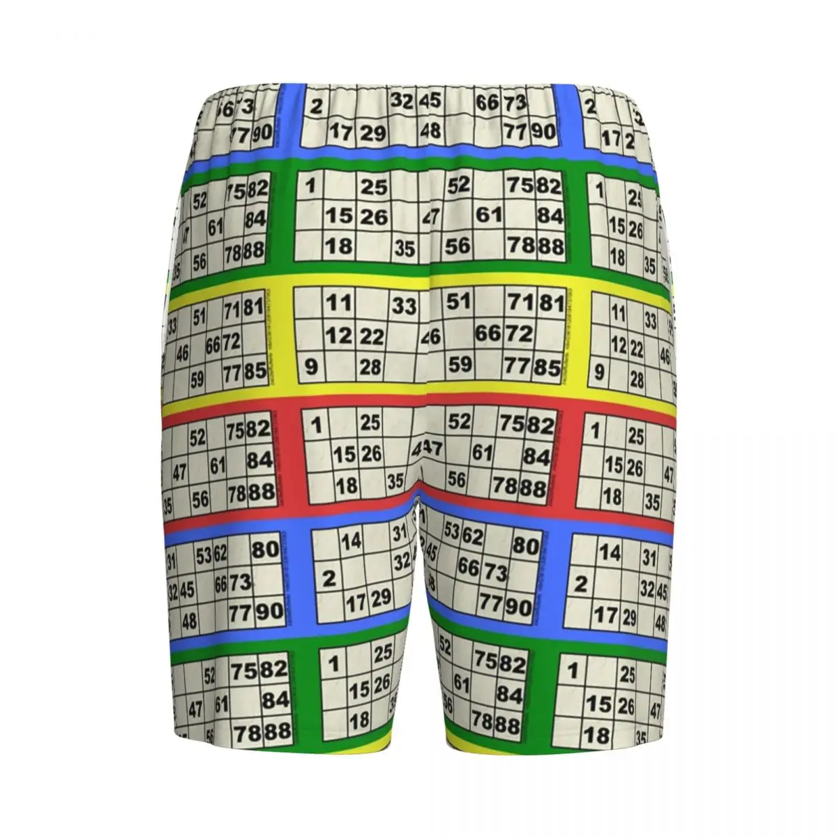 Custom Print 90 Ball Bingo Paper Game Pajama Shorts Men Sleepwear Bottoms Sleep Short Pjs with Pockets