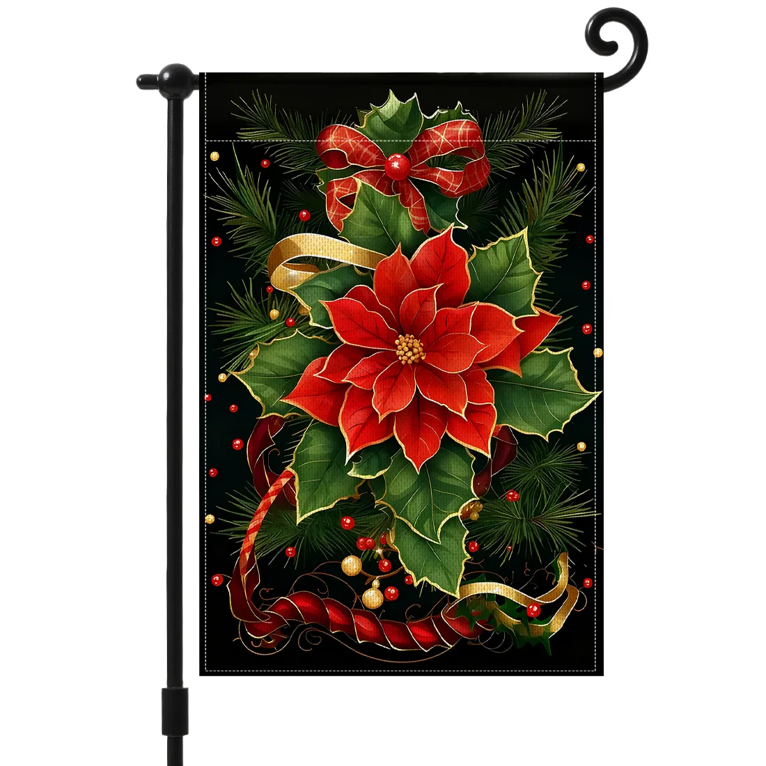 Christmas Holly BerriesGarden Flag 12x18 Inch Double Sided for Courtyard Outdoor Welcome Flag Decoration (Excluding flagpole)