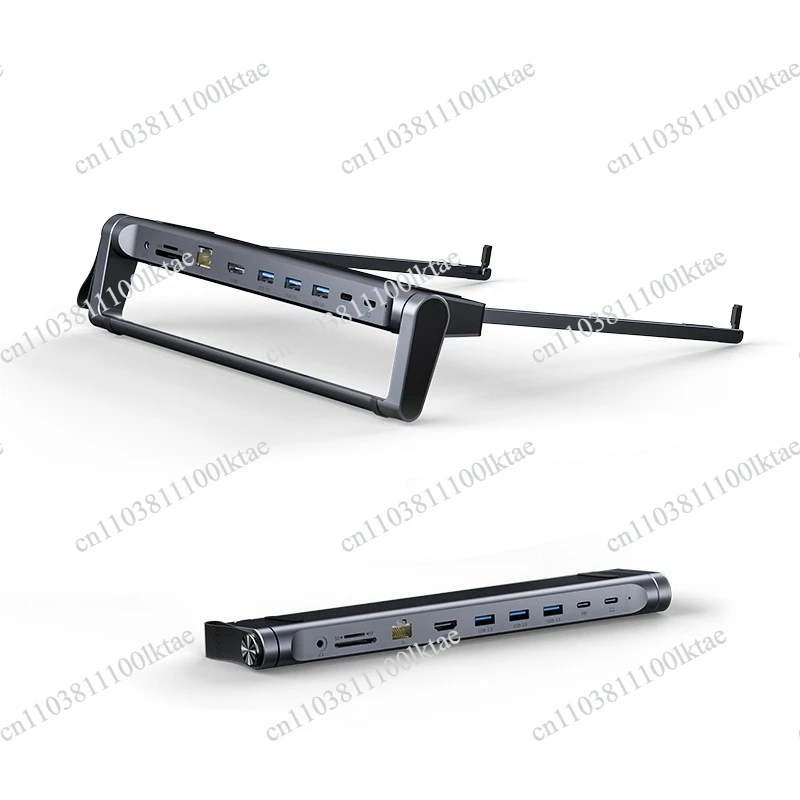 New Hub Aluminum Alloy Folding PD Fast Charging Laptop Holder with Network Port Docking Station