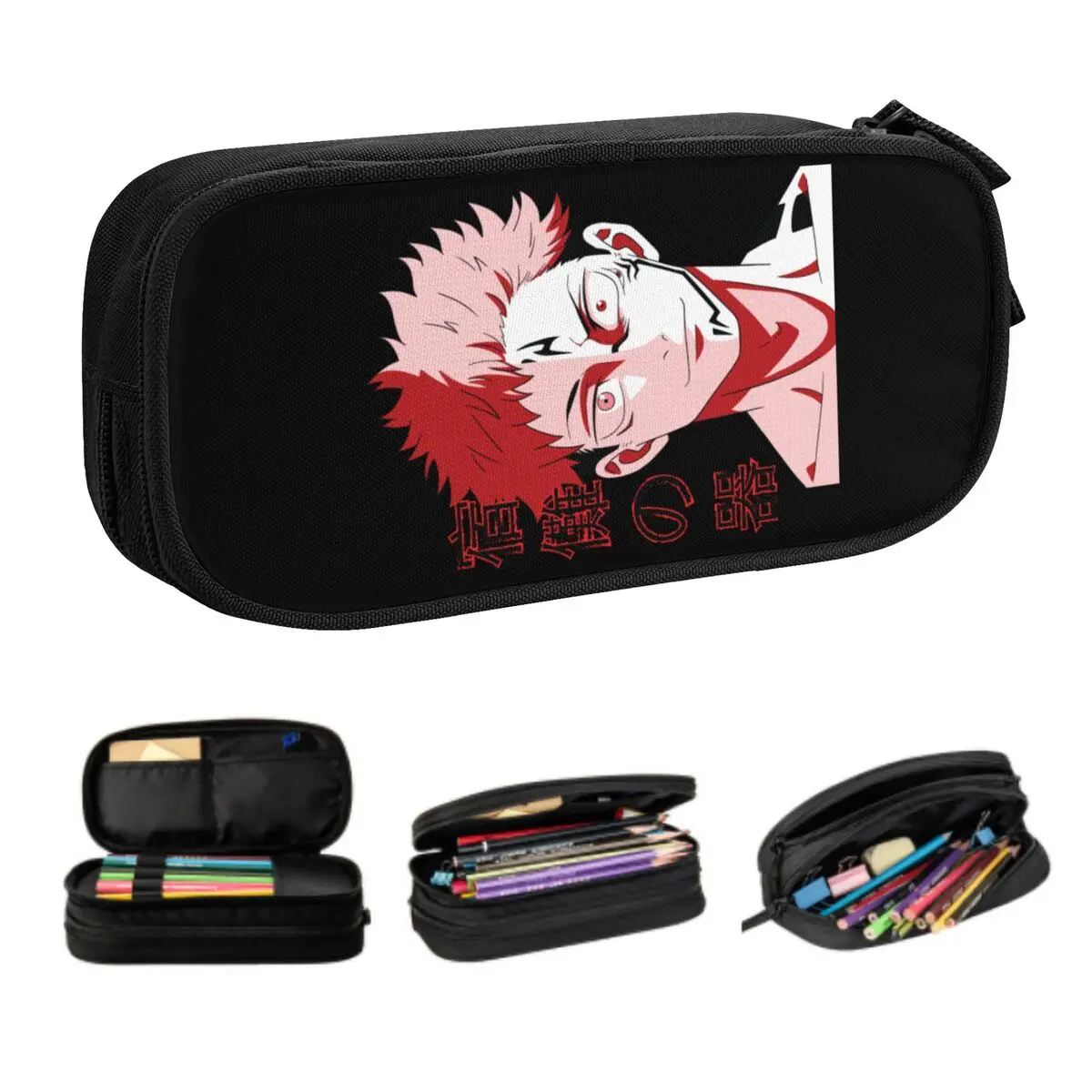 Custom Fashion Japan Anime Jujutsu Kaisen Cute Pencil Cases Girl Boy Large Capacity Sukuna Pencil Box Students Stationery