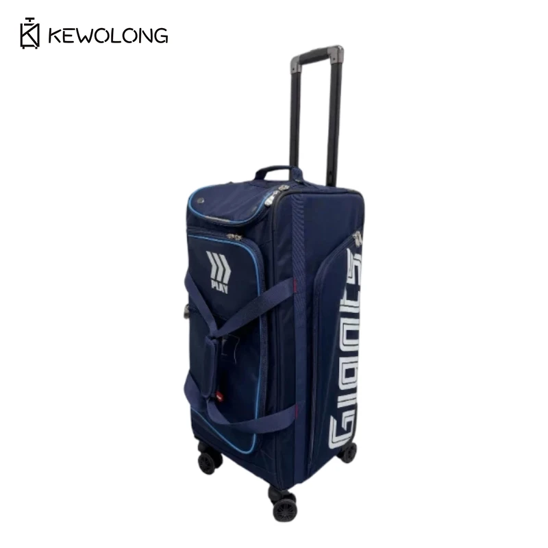 Large Capacity Rolling Sports Equipment Bag with Wheels & Trolley Handle, Heavy Duty Wheeled Gear Tote for Baseball Hockey