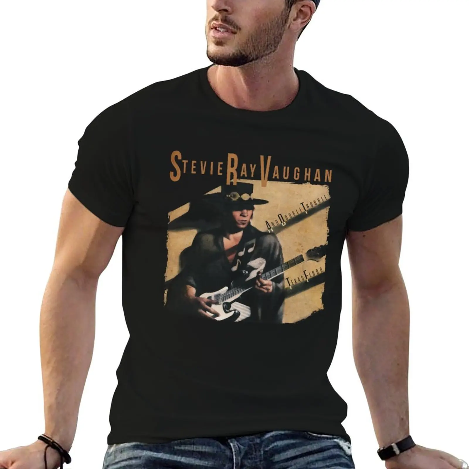 Stevie Ray Vaughan Texas Flood T-Shirt Big and Tall Crew Neck Tee