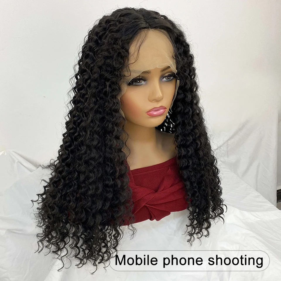 13x4X1 Deep Wave lace Front Wigs Ginger Glueless Synthetic Curly Wigs for Black Women Pre Plucked with Baby Har 26' Lace wigs