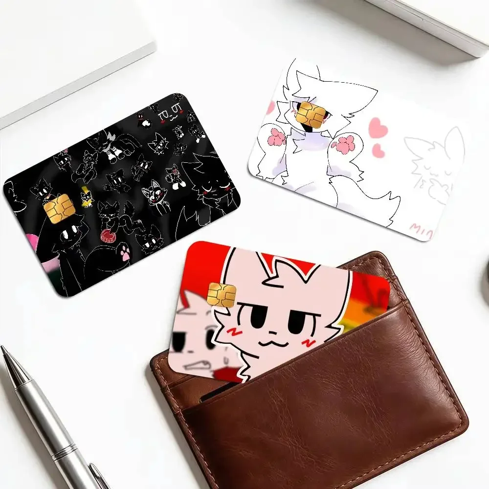 Kawaii-B-boykisser Silly Cat Diy Credit Debit Card Sticker Party Sticker Decoration Waterproof Small Chip Card Skin Sticker