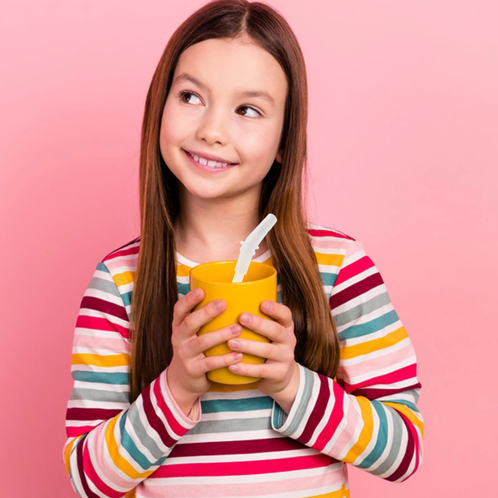 

2Sets Water Cup Lid with Silicone Straw Leakproof Design Universal Fit for and Adults Easy to Clean Reusable Drinking