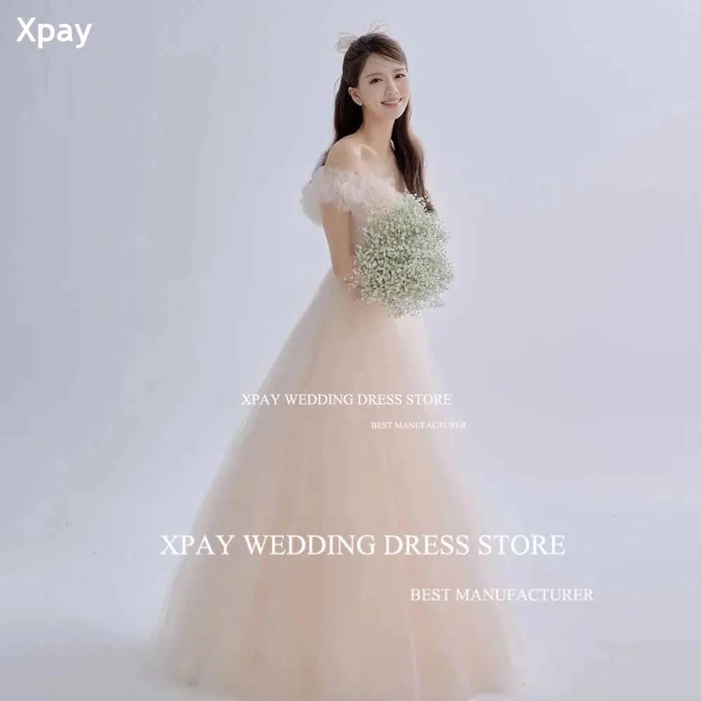 

XPAY Sweetheart Ruffles Korea Evening Dresses Off Shoulder Fairy Tulle Prom Gown Photos Shoot Corset Custom Formal Prom Dress