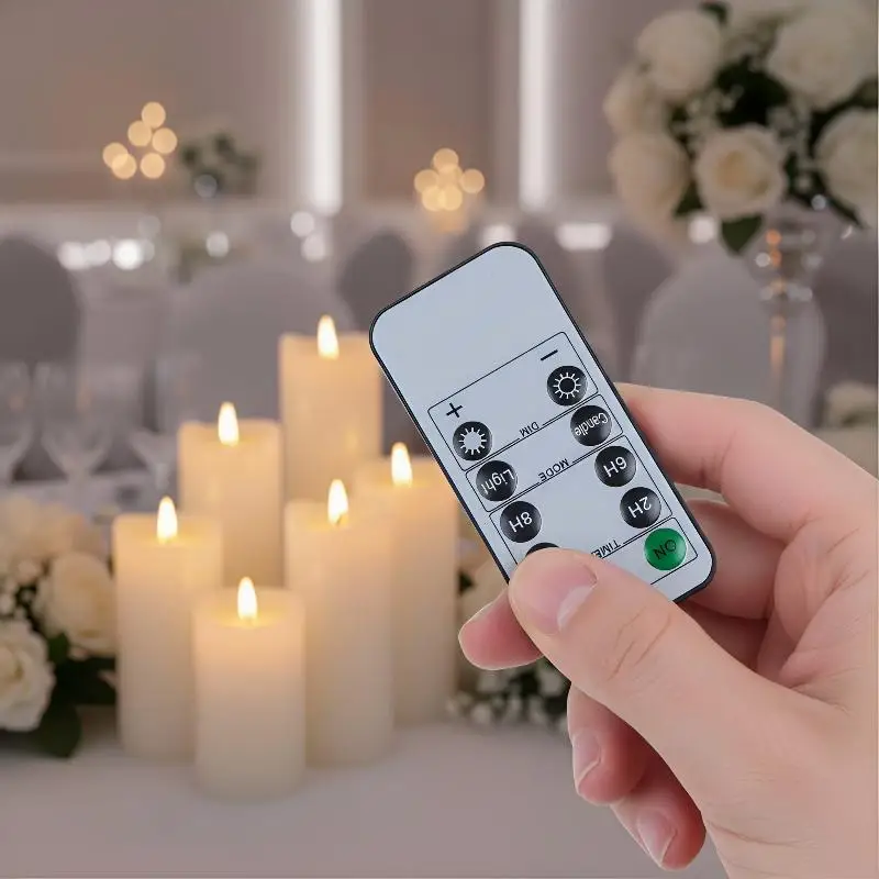 Remote Control LED Candle 10-Key Battery Operated Timer Long Range Easy Use for Christmas Table Arrangement