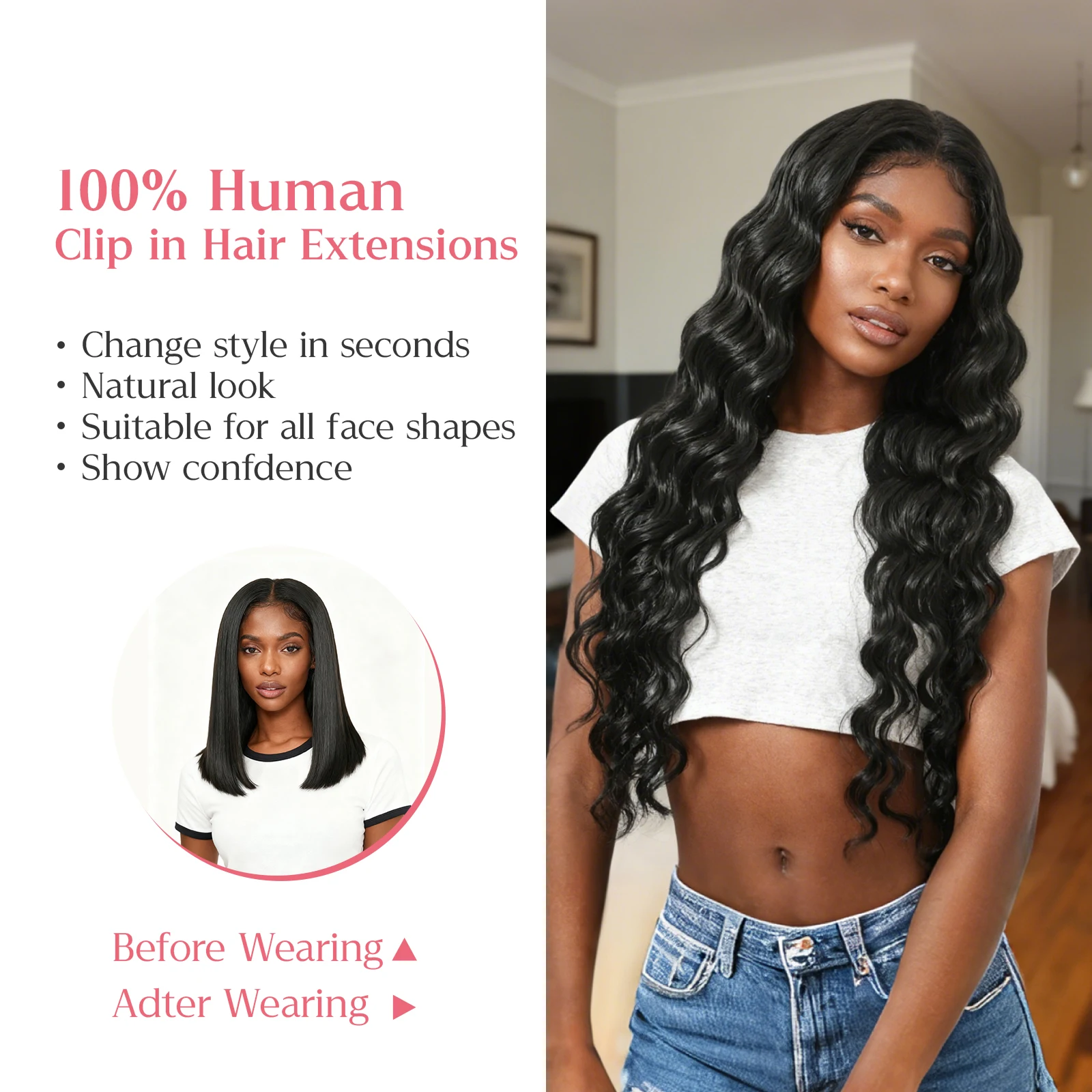 PU Clip Remy Human Hair 100g Natural Hair for Extension - Versatile for Wedding Party Daily High Quality Unprocessed Human Hair