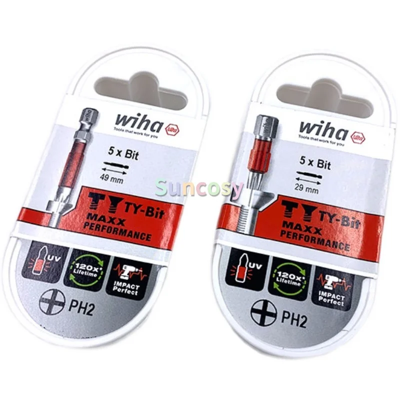 Wiha TY Bit Set 29 Mm Phillips 5-pcs/box, 1/4 Inch 42096 42100 42101 42097 42120, for Power Tools and Impact Screwdrivers