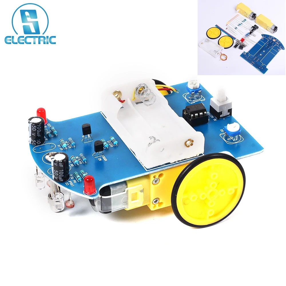 

Intelligent Tracking Smart Car Suite DIY Soldering Kits TT Motor Electronic Components Robot Kids School Education D2-1