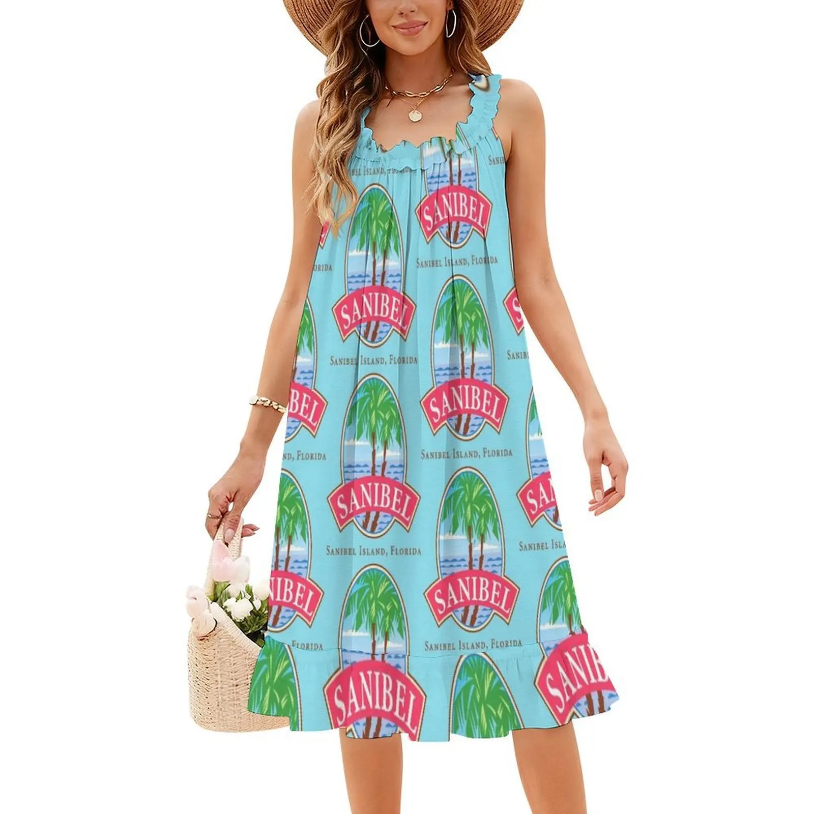 فستان Sanibel Island Florida بتصميم عتيق على شكل قلب، فستان أنيق للحفلات الصيفية للنساء، جزيرة Sanibel Sanibel