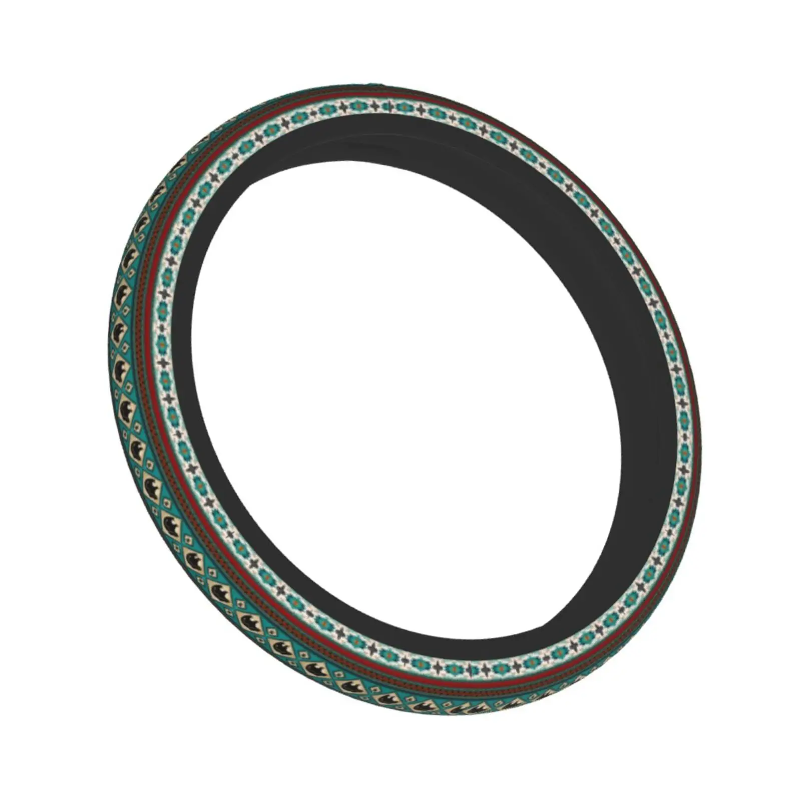 Aztec Bear Pattern Print Steering Wheel Universal 15 Inch Car Accessories Protector for Women Fit Auto SUV Sedan Vans Trucks