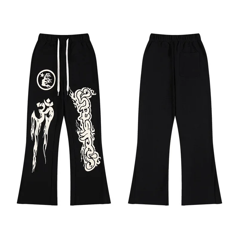 Hellstar Washed Distressed Slightly Flared Straight Leg Vintage Leisure Pants Unisex Men Women Streetwear Trousers