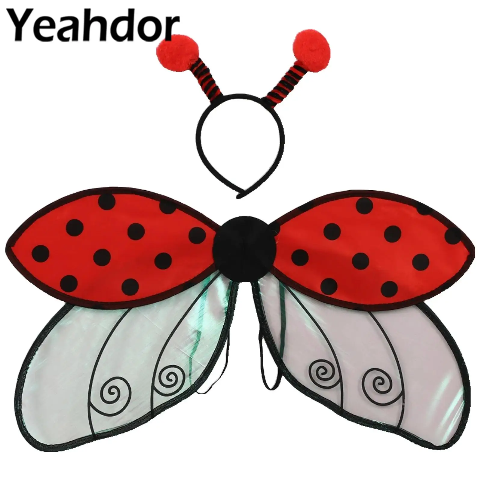 Disfraz de abeja Bumblese para Halloween, conjunto de alas que incluye diadema de abeja para mujeres y niños, accesorios de Carnaval de mariquitas Bumblebee