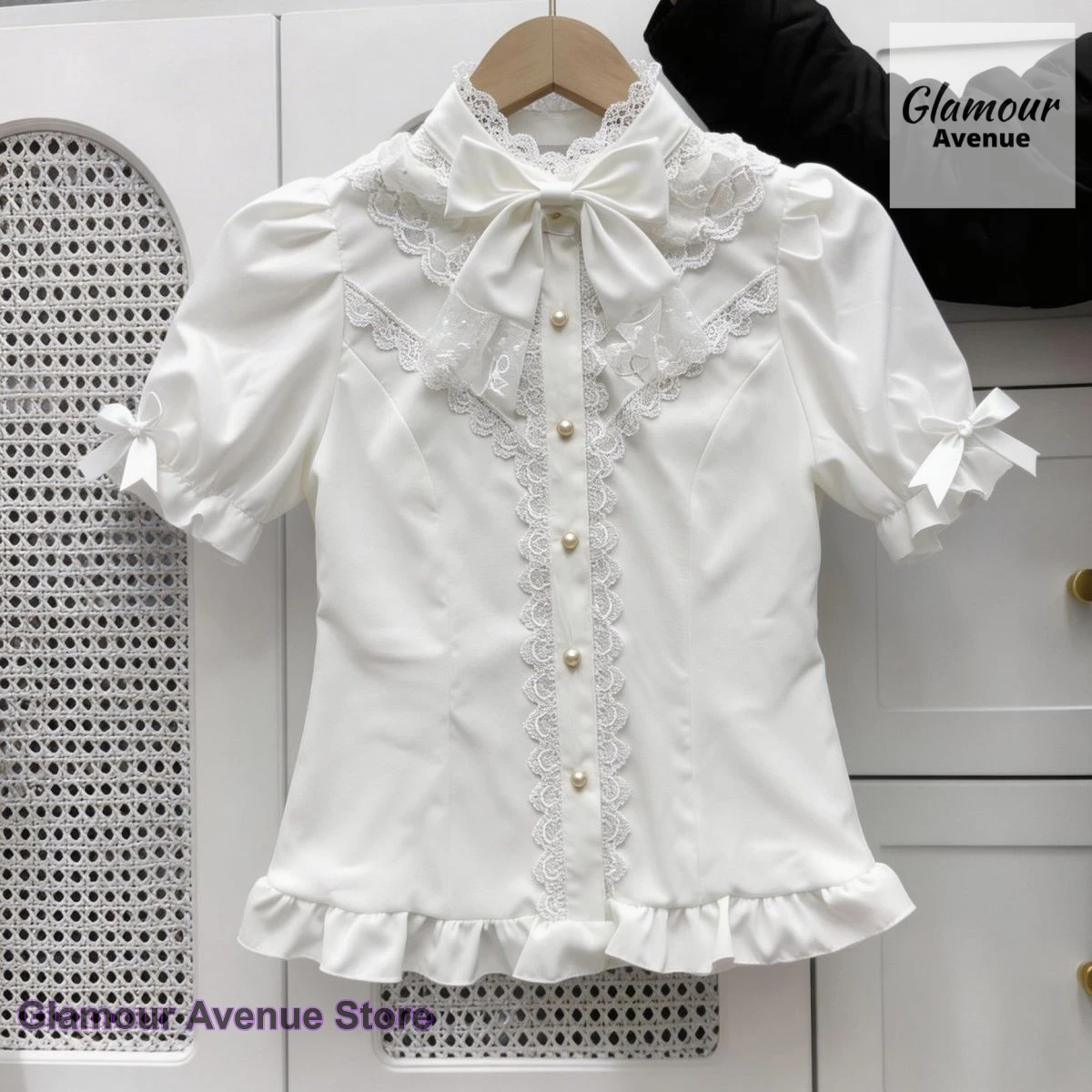 Japanese style sweet bubble doll cute short-sleeved shirt female spring and summer new fashion Lolita original casual top.