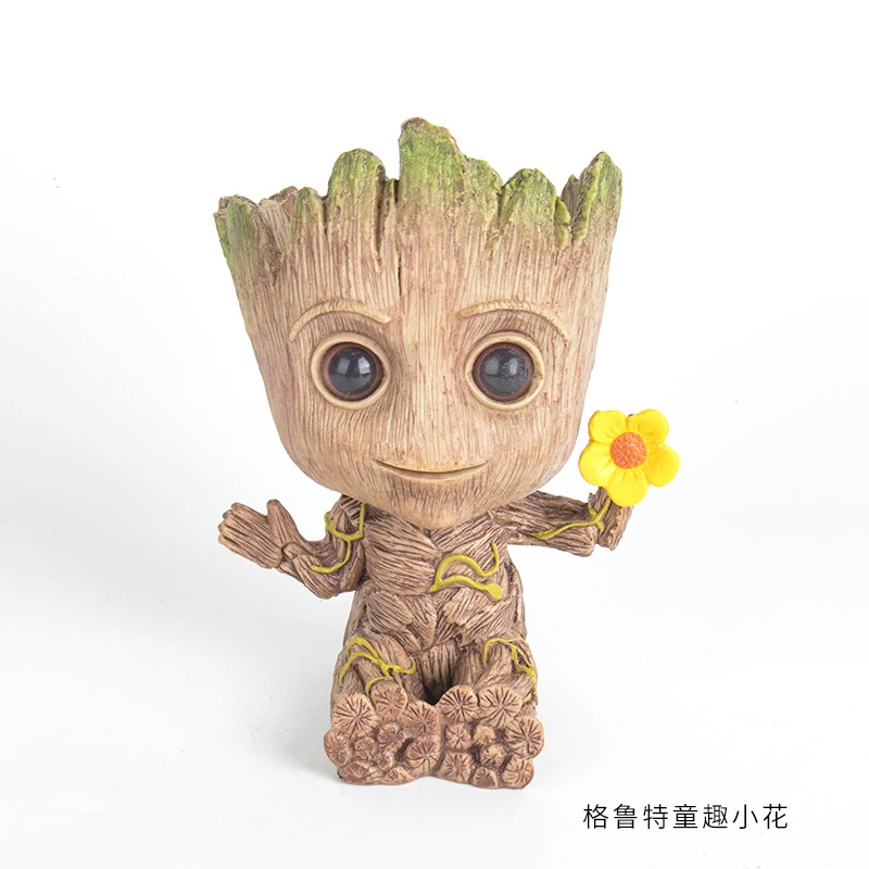 Popular Groot Flower Pot Plants Basin Home Office Decoration Figurines Handmade Miniature Model Action Figure Tree Man Ornament