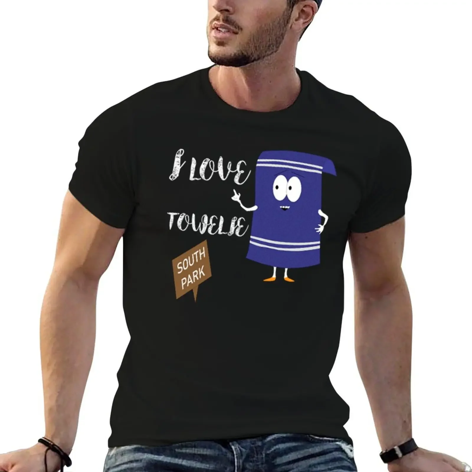 II Love Towelie South T-Shirt Basic Breathable Solid Color T-Shirt(4XL 5XL 6XL No Shipping)