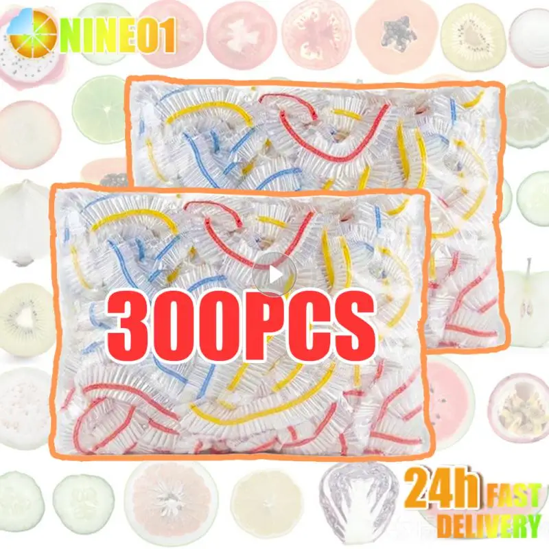 50/300pcs Food Grade Fresh-Keeping Plastic Bag Disposable Cling Film Dust Elastic Cover Kitchen Refrigerator Accessories