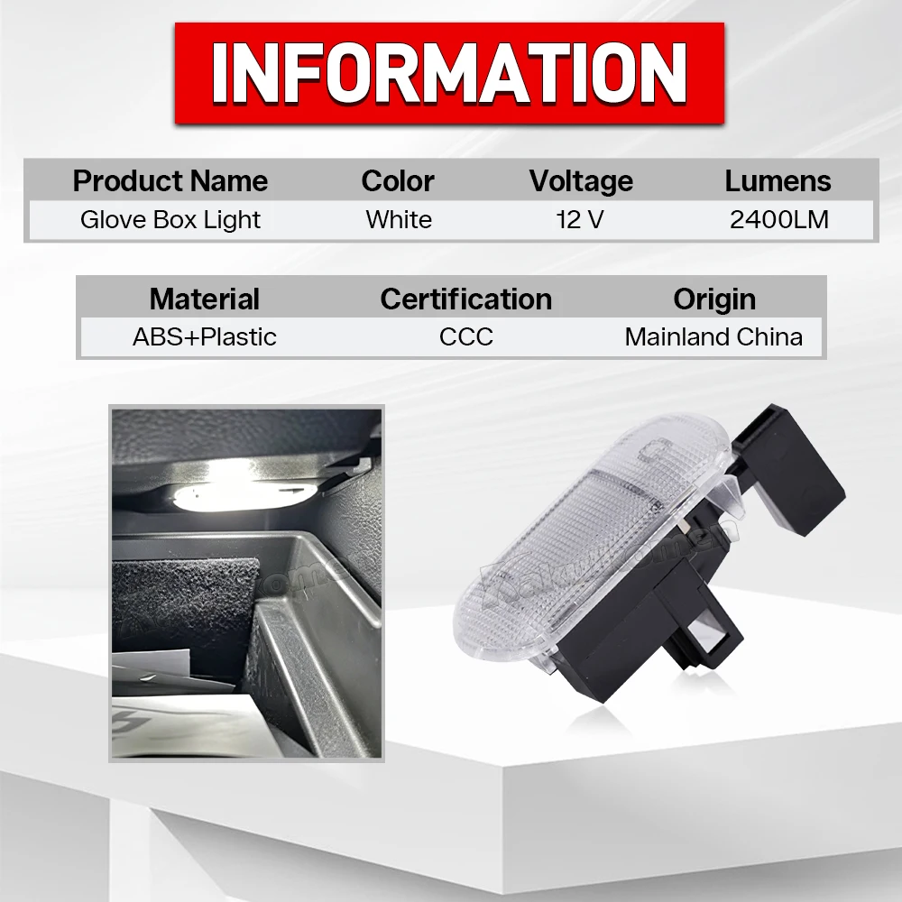 Luz LED para compartimento de armazenamento do interior do veículo, luz para a caixa de luvas, 1J0947301, para VW Golf, Bora, Touran, Touareg, Caddy, 