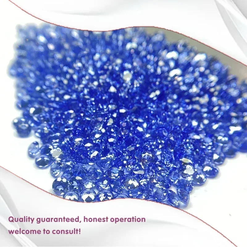 Lab Grown Sapphire Small Size Round Shape Royal Blue Color Gemstones for DIY Ring Necklace Earrings Making Extremely Shiny