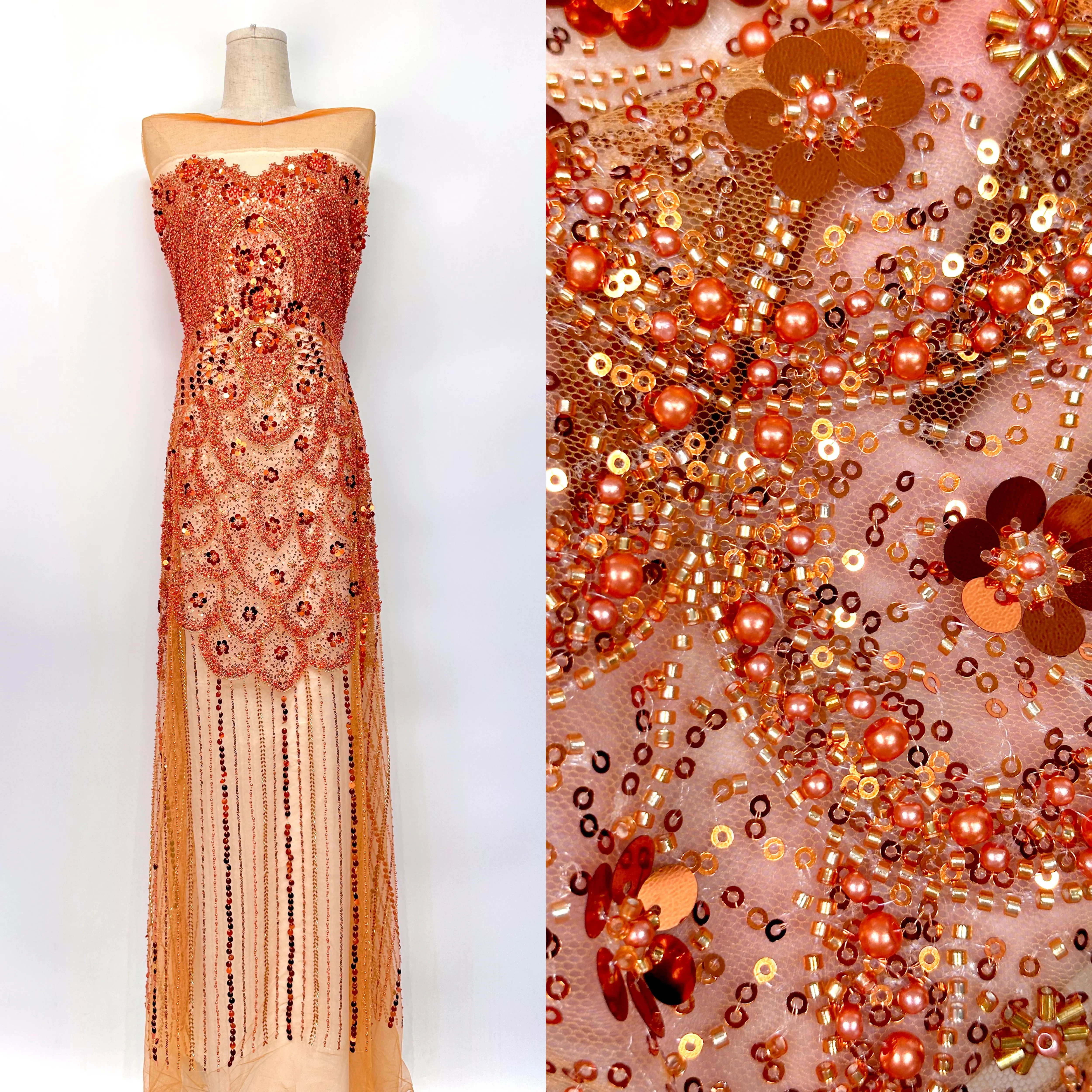 

High Quality Luxury European Bridal French Tulle Fabric with Sequins Beads Nigerian Style Wedding Dress Fabric for Party Lace