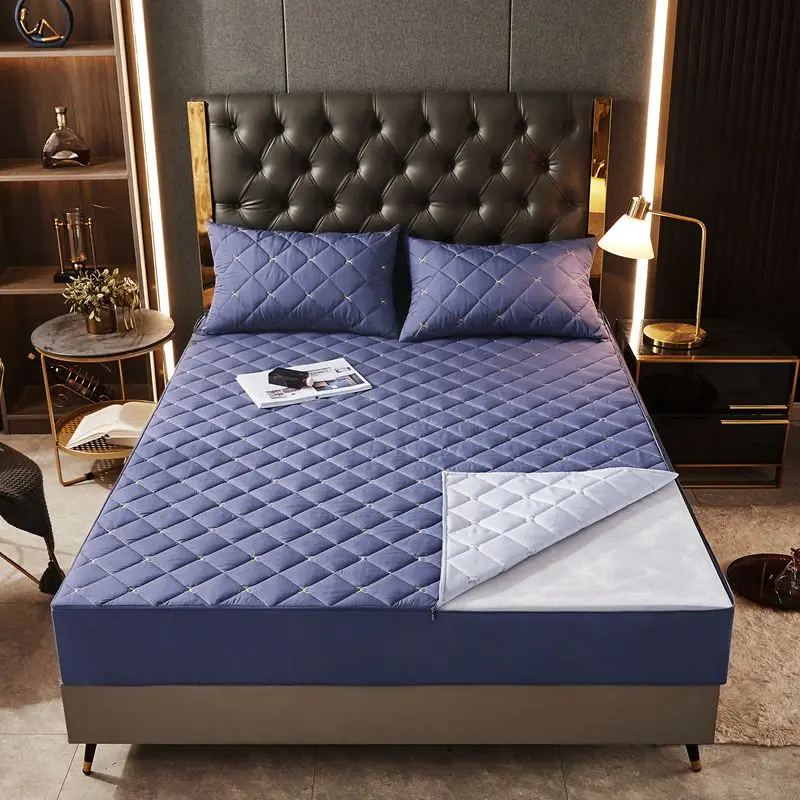 

Removable Six Sided All Inclusive New Thicken Quilted Mattress Cover King Queen Quilted Bed Fitted Bed Sheet Mattress Bed Cover