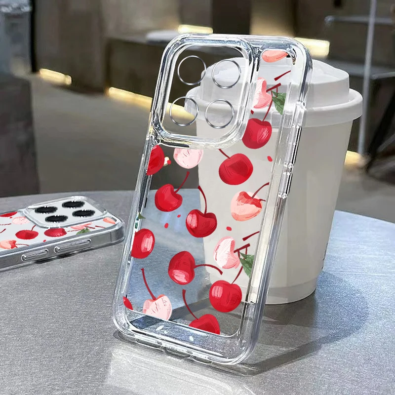 Clear Summer Fruit Case For Xiaomi 11T 13T Poco X6 X5 Pro Funda Redmi Note 13 12 11 10 14 Pro 4G 5G Cherry Watermelon