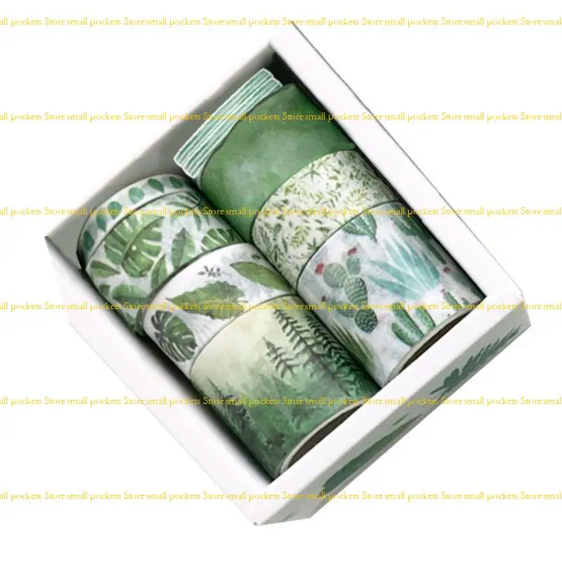 R1WD 8X الشريط الزخرفية الحرفية النباتات الخضراء الصبار اخفاء اشي الشريط ملصقات ل مخطط هدية التفاف عطلة الديكور