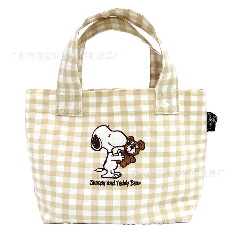 2023 New Snoopy Shopping Bag Cute Cartoon Female Foldable Bag Student Lunch Box Bag Small Cosmetic Organizer Storage Handbag