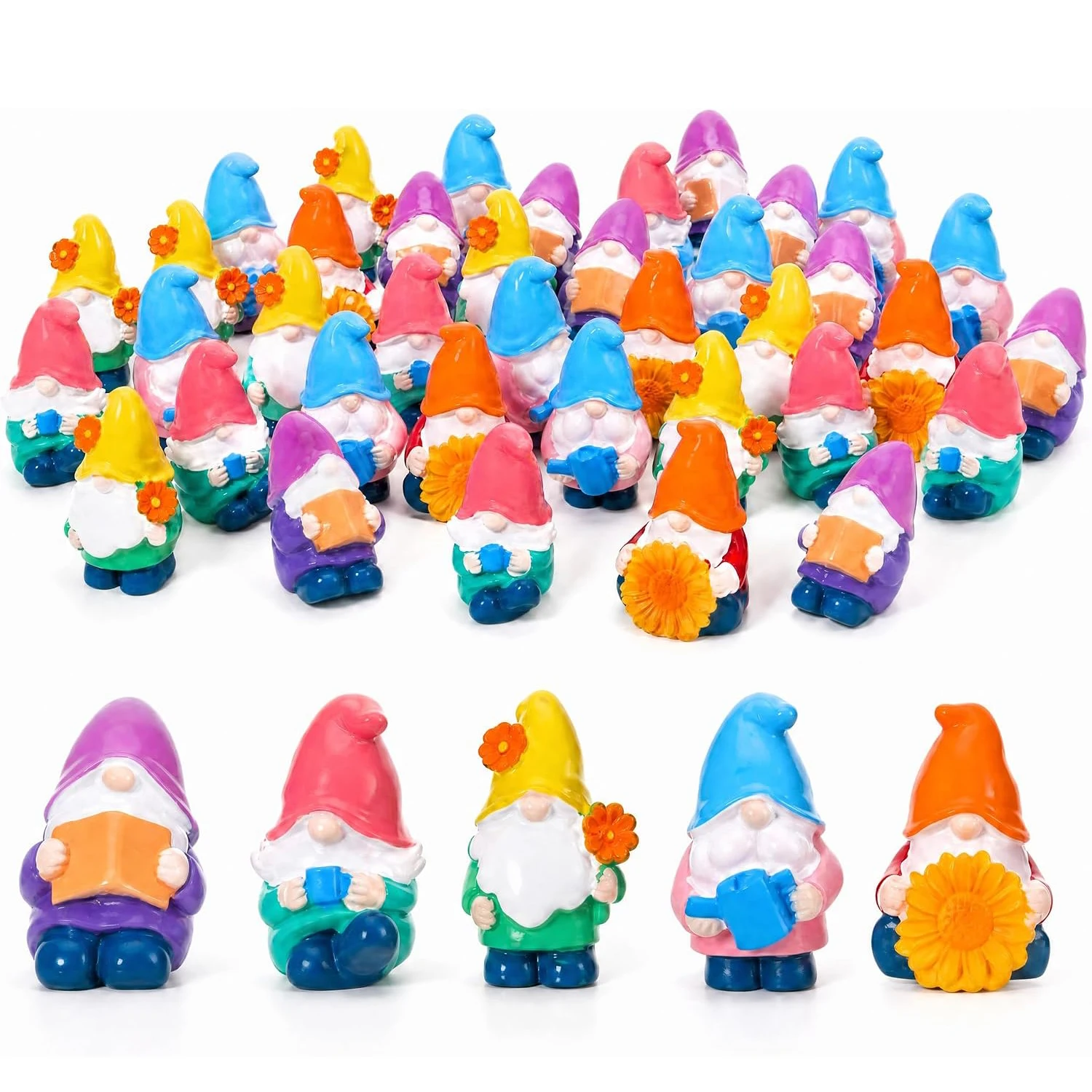 20Pcs Mini Resin Gnomes Miniature Tiny Gnome Figurines Mini Resin Fairy Statues for Garden Landscape Dollhouse DIY Crafts