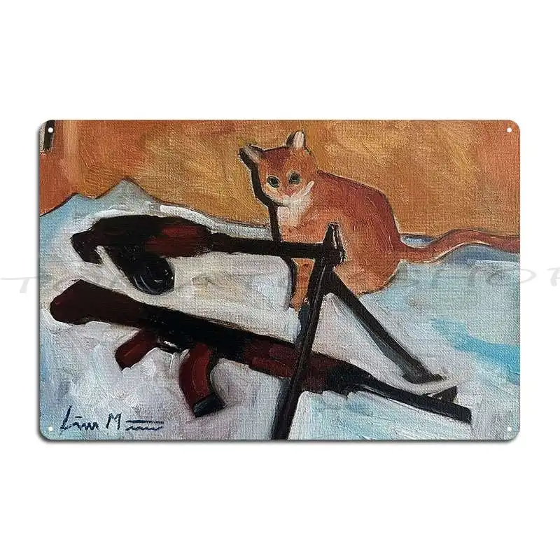 Kalashnikov Kittie Ak-47 Metal Signs Garage Cinema Painting Wall Decor Iron  Tin Sign Poster