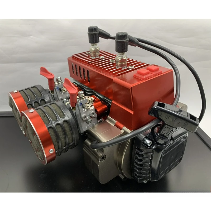 62CC Two-stroke Gasoline Engine Model Twin-cylinder Engine Suitable for Remote-controlled Car Modifications High horsepower