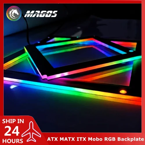 Imagen 1 del producto Placa base de ordenador con retroiluminación RGB, marco de placa trasera Symphony 5V ARGB SYNC para ATX MATX ITX Mobo Gamer MOD Light Polution