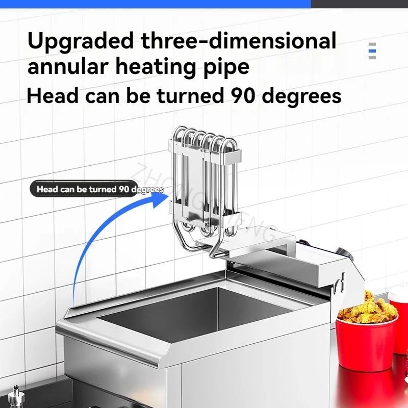 وعاء القلي الكهربائي فرن القلي الفولاذ المقاوم للصدأ اسطوانة واحدة درجة حرارة ثابتة القلي سلسلة فرن سعة كبيرة