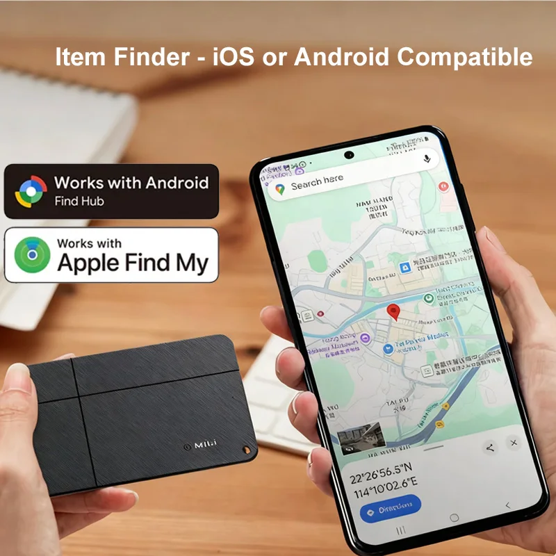 

MiLi Smart Tracking Card Compatible with IOS Find My and Android Google Find Hub Micard Duo Location Tracker for Wallet Keys