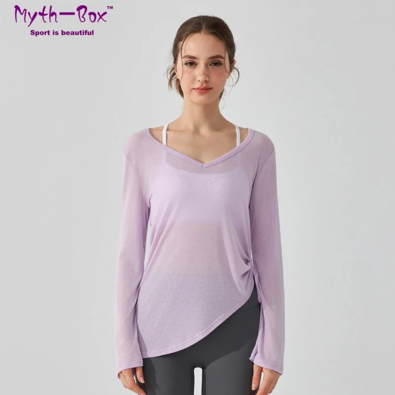 

Women Loose Yoga Sports Shirts V-Neck Long Sleeves Running Sweatshirts Thin Breathable Sport Shirt Gym Fitness Tops Blouse Femme