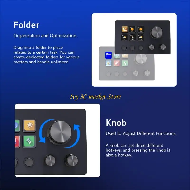 D7YC Клавиатура Экранная ручка Настройка Макрос Мини-клавиатура Визуальная настольная консоль для настольного компьютера подарок