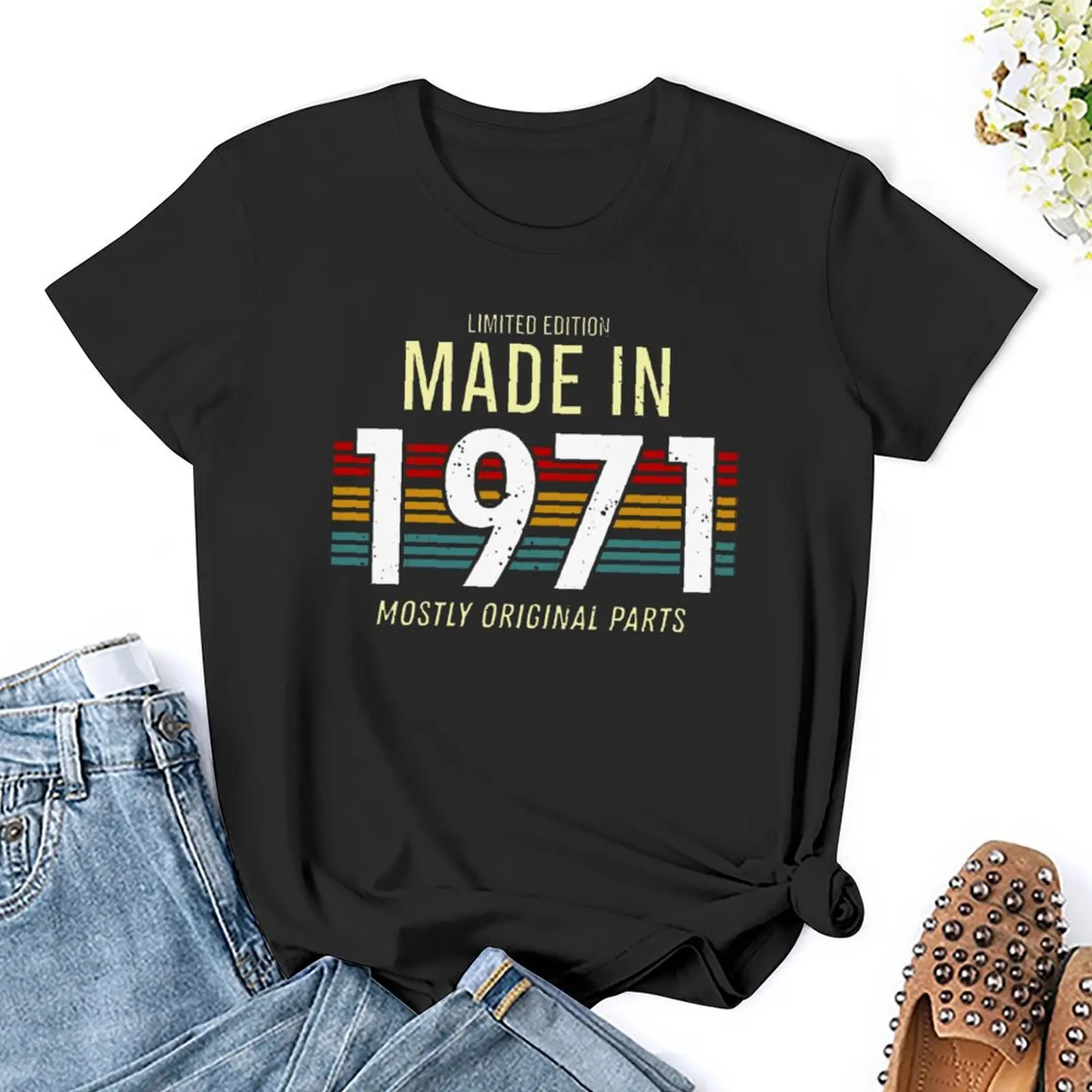 Made In 1971 All Original Parts 2 T-shirts Funny Graphic T-shirt Fresh  Move  Graphic Leisure