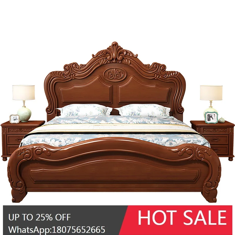 MJY European Style Solid Wood Bed Master Bedroom Oak White Storage Bed Leather Bed