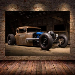 Rusty Vintage Sport Car Tuning Vehicle Supercar Posters Wall Art Pictures Canvas Painting Prints Home Decor Living Room Cuadros