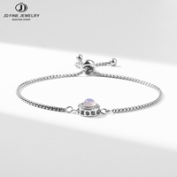 JD Natural Blue Moonstone Inlaid Stainless Steel Chain Bracelets Women Fashion Handmade Adjustable Healing Bangles Couple Gifts
